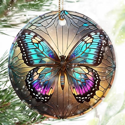 Colorful Ceramic Butterfly Christmas Ornament for Tree