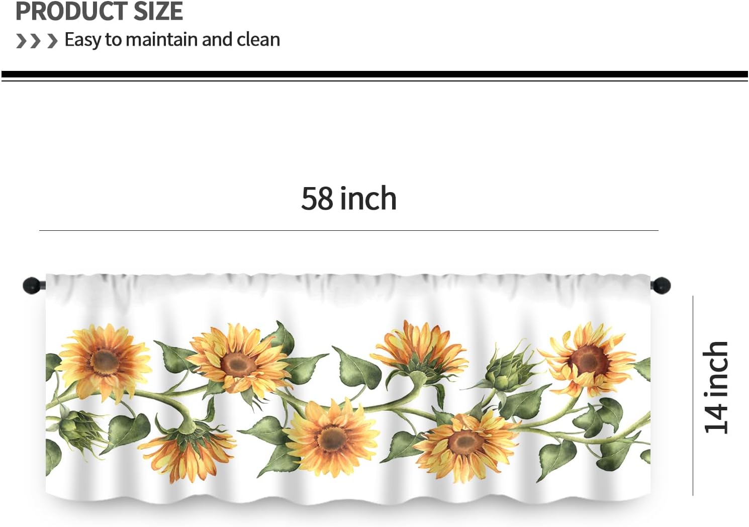 IFFVGX25 Sunflower Kitchen Curtains Valance Tiers Set