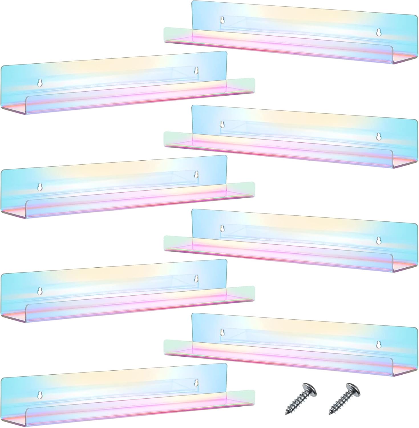 Blulu 8 Pack 14 Inch Acrylic Floating Shelf for Wall Mounting
