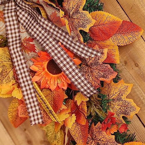 Maple Leaves Swag Wreath for Fall Decor