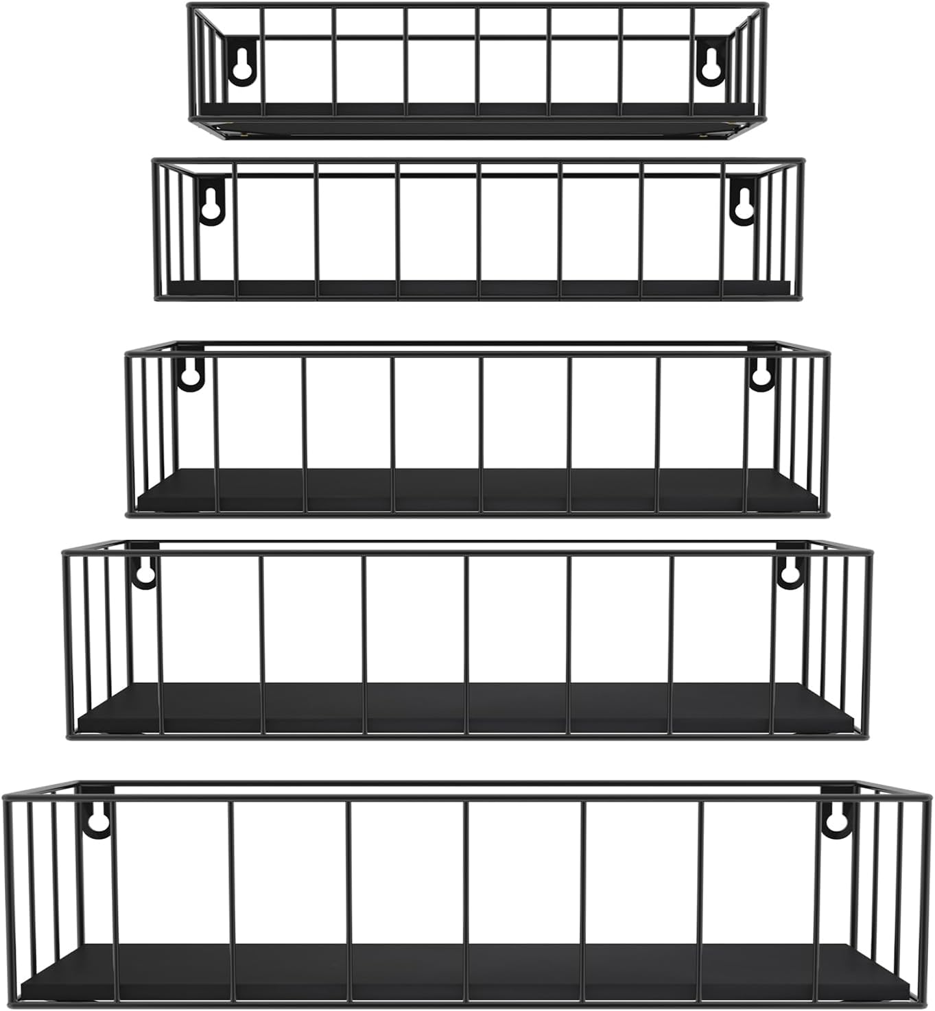 CRUGLA Black Floating Shelves Wall Mounted Set of 5