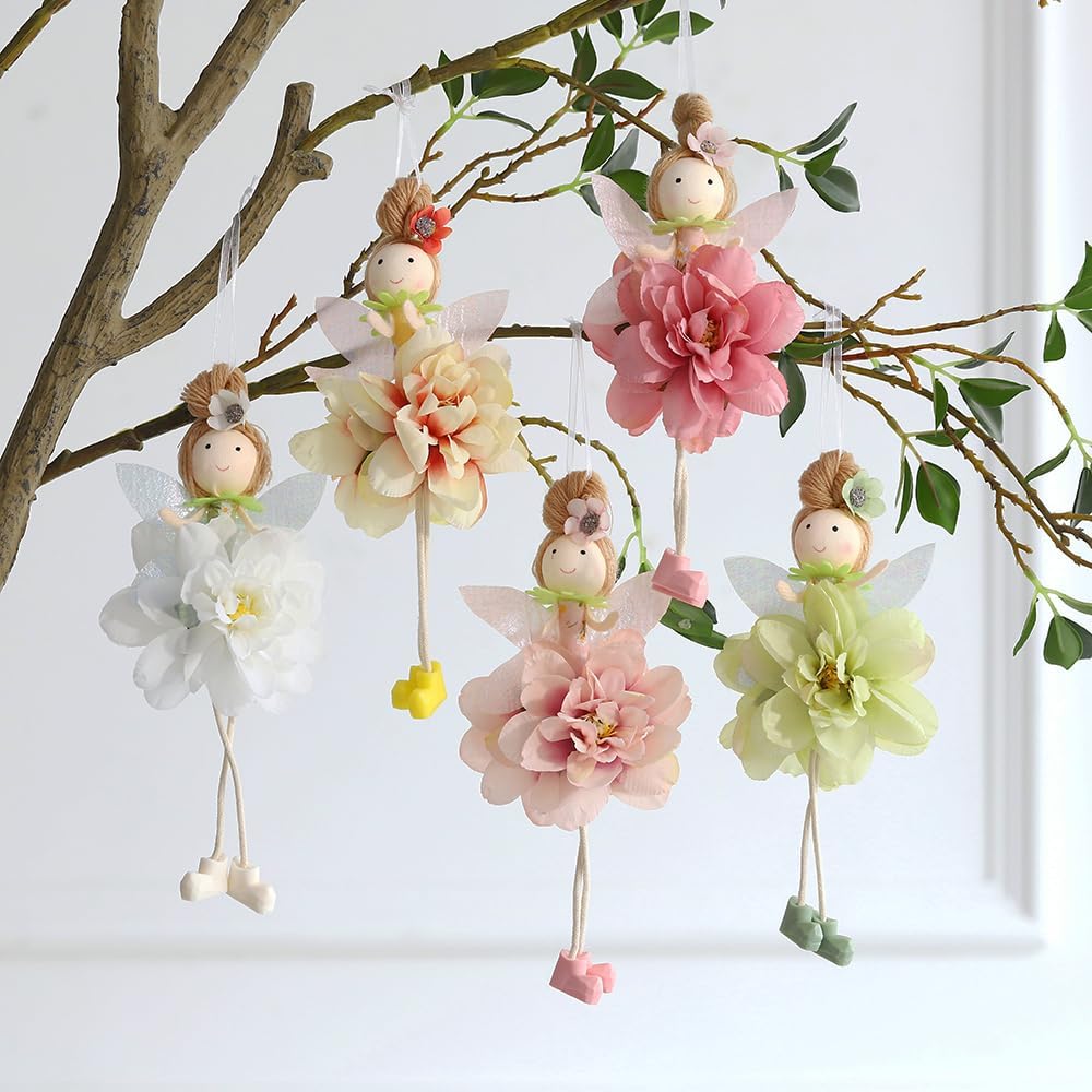 GIHOO Spring Flower Angel Doll Hanging Ornament 5pcs 78inch