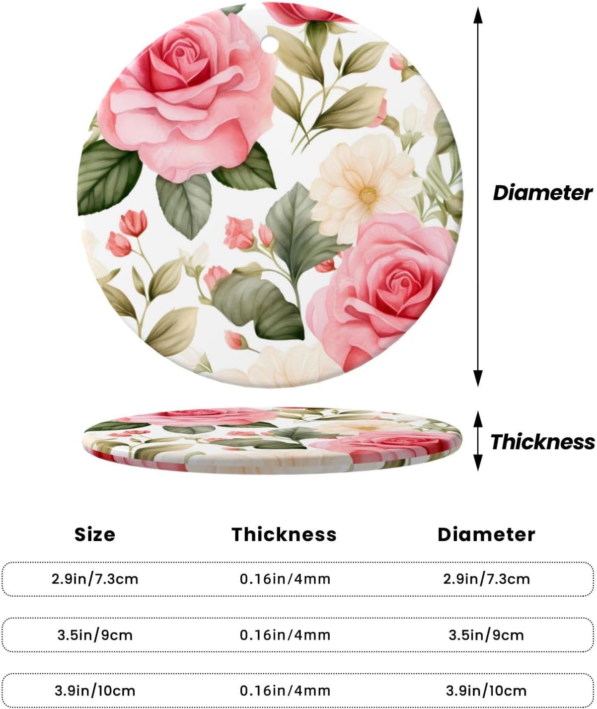 Christmas Ornaments Rose Flower Ceramic Pendant Hanging Decor