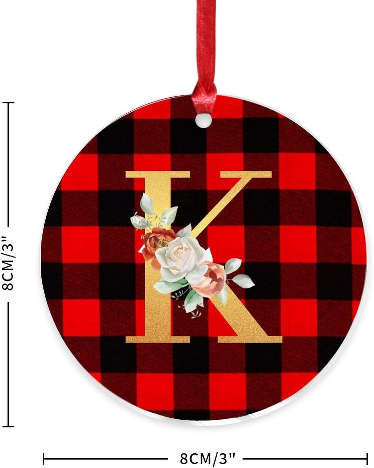 2023 Acrylic Christmas Ornaments with Gold Glitter Initial K