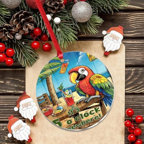 3 Inch Acrylic Christmas Ornament 2024 Flamingo Keepsake Bauble
