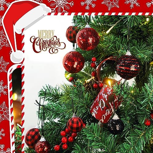 Liliful 30 Pcs Christmas Hanging Balls Red Black Set