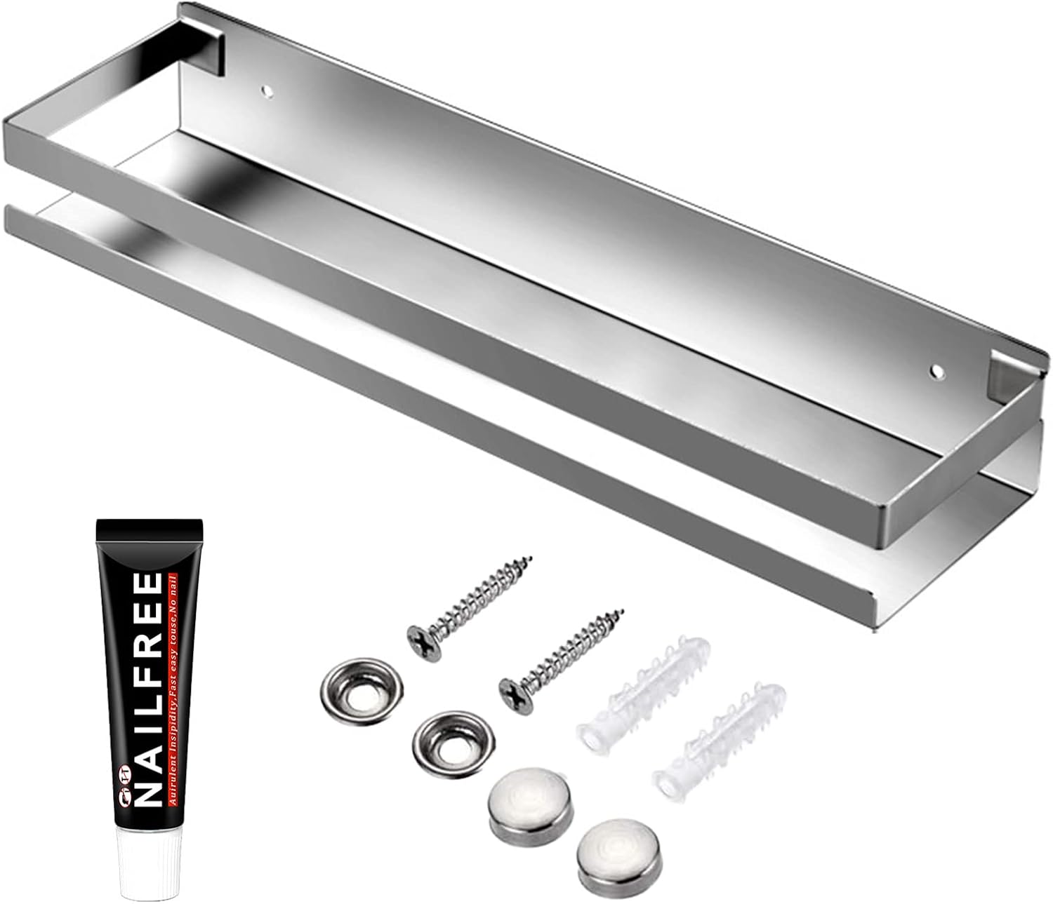 Rustproof Metal Floating Shelf 1575 Inch Silver