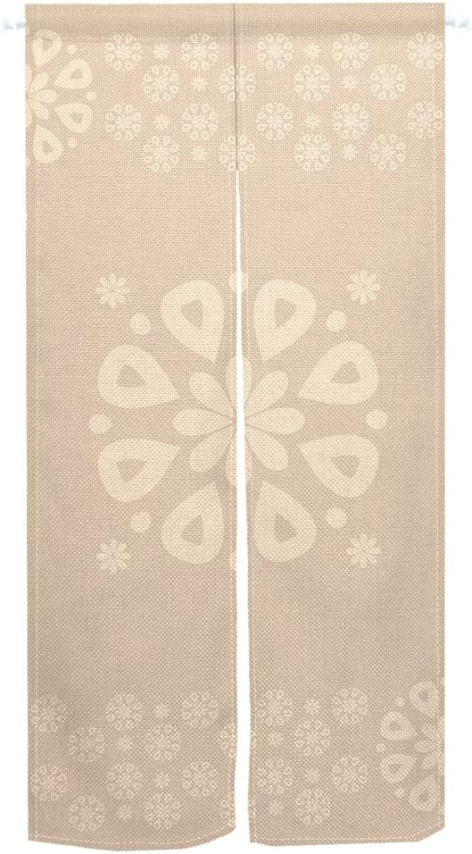 Leowefowa Japanese Noren Curtain Panel Flowers Print Beige 335x709