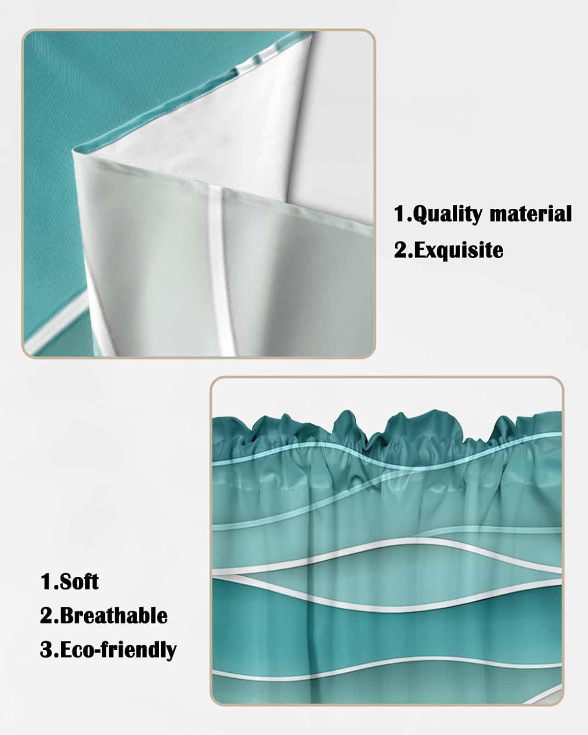 Turquoise Ocean Wave Swag Valance 72 x 45