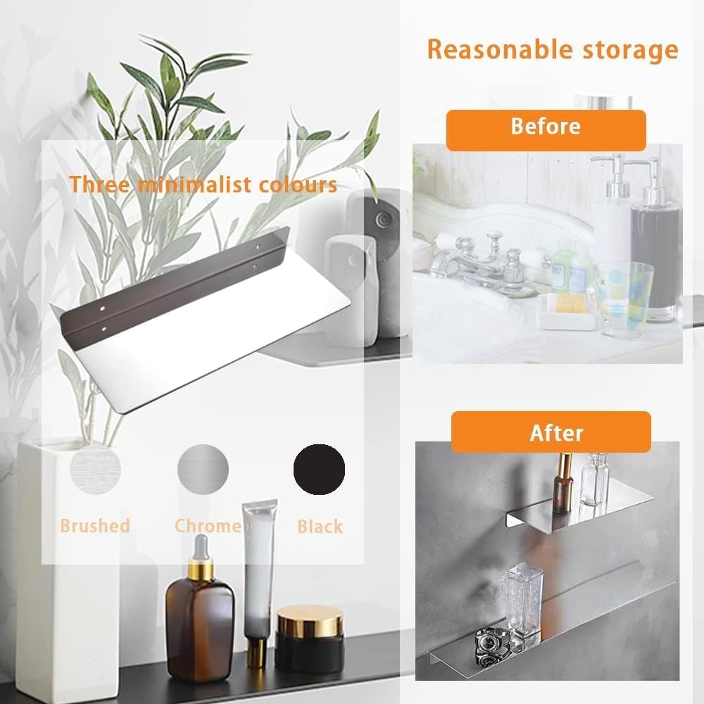 16 Inch Stainless Steel Wall Mounted Floating Shelf Decor