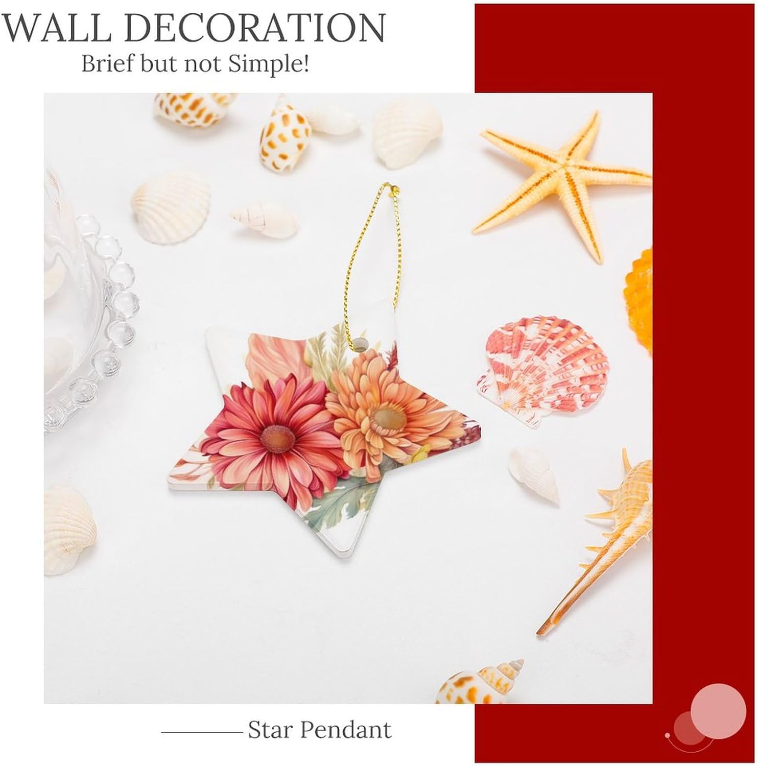 Christmas Flower Star Ceramic Hanging Ornament