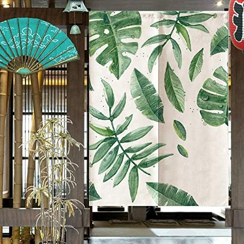 Sunicon Japanese Noren Curtain Green Leaves Print 335 x 472in