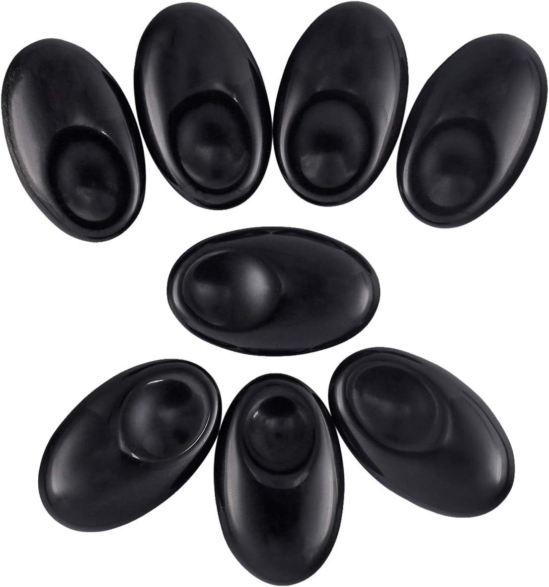 SUNYIK Natural Hand Carved Thumb Worry Stone Black Obsidian