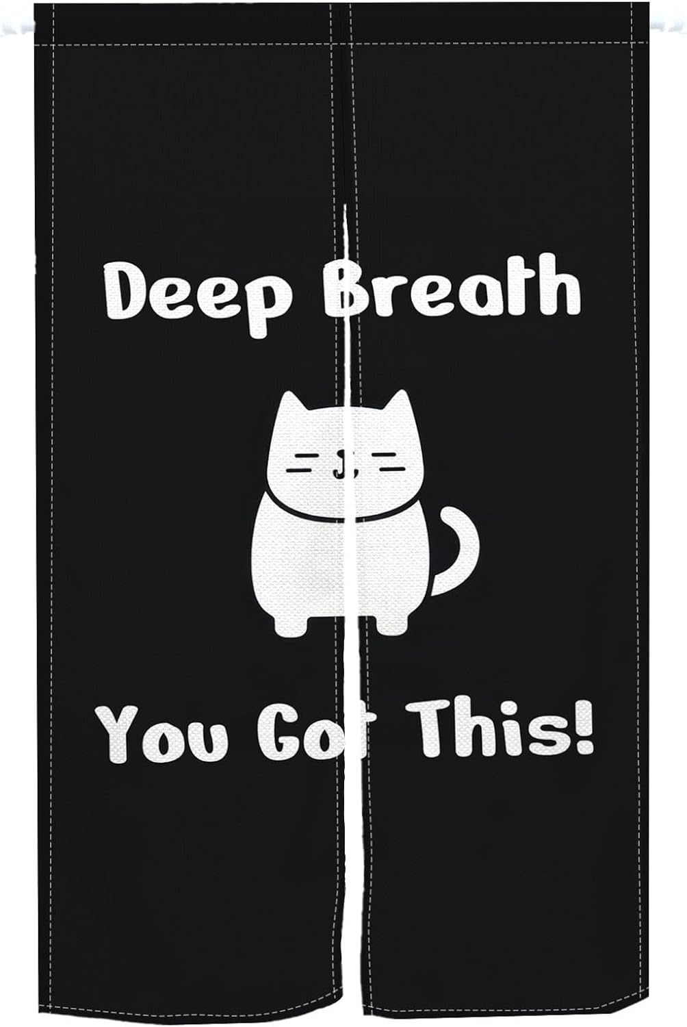 Leowefowa Japanese Style Door Curtain Black Cat Panel