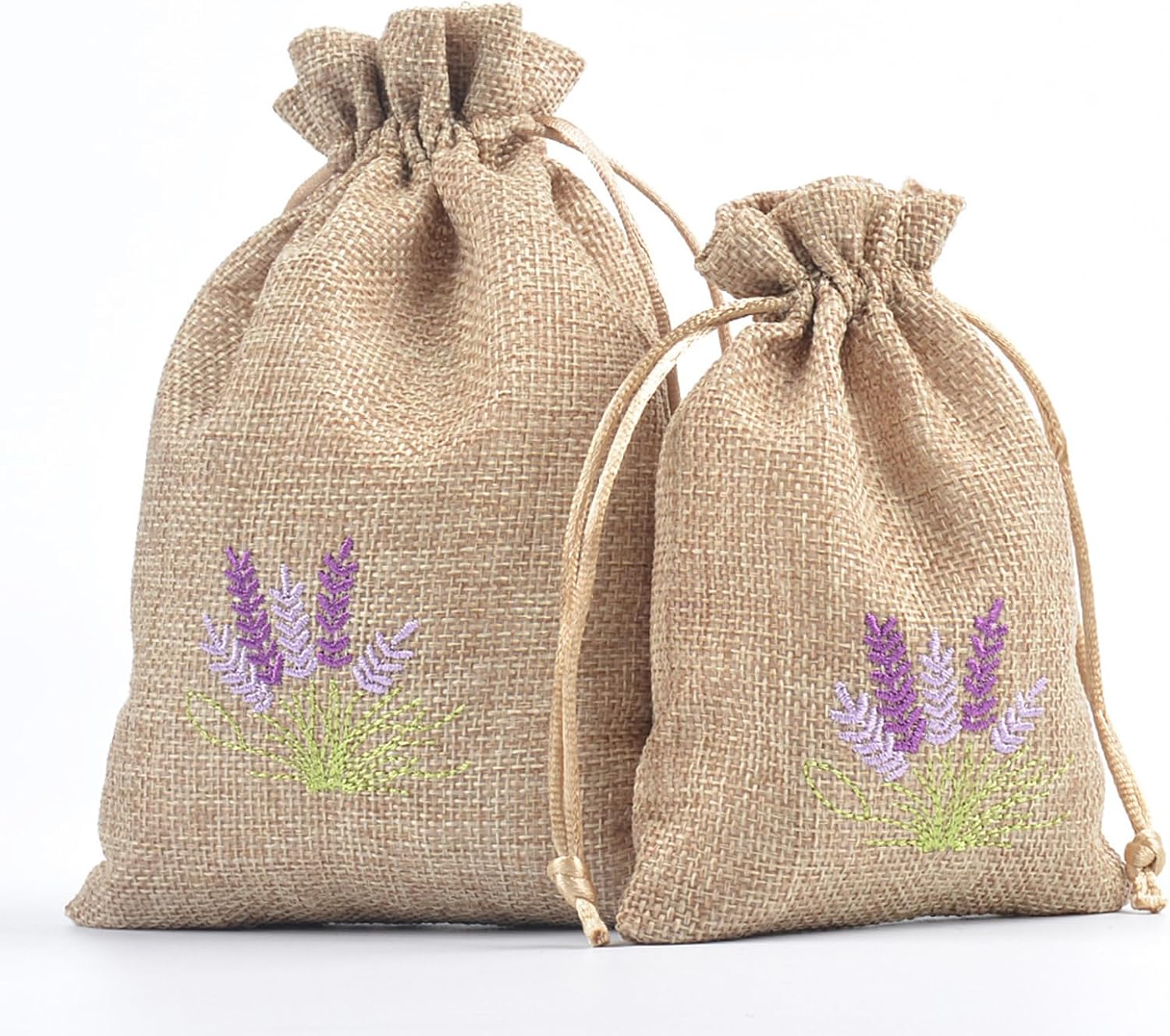Pack Of 10 Cotton Linen Drawstring Lavender Bags