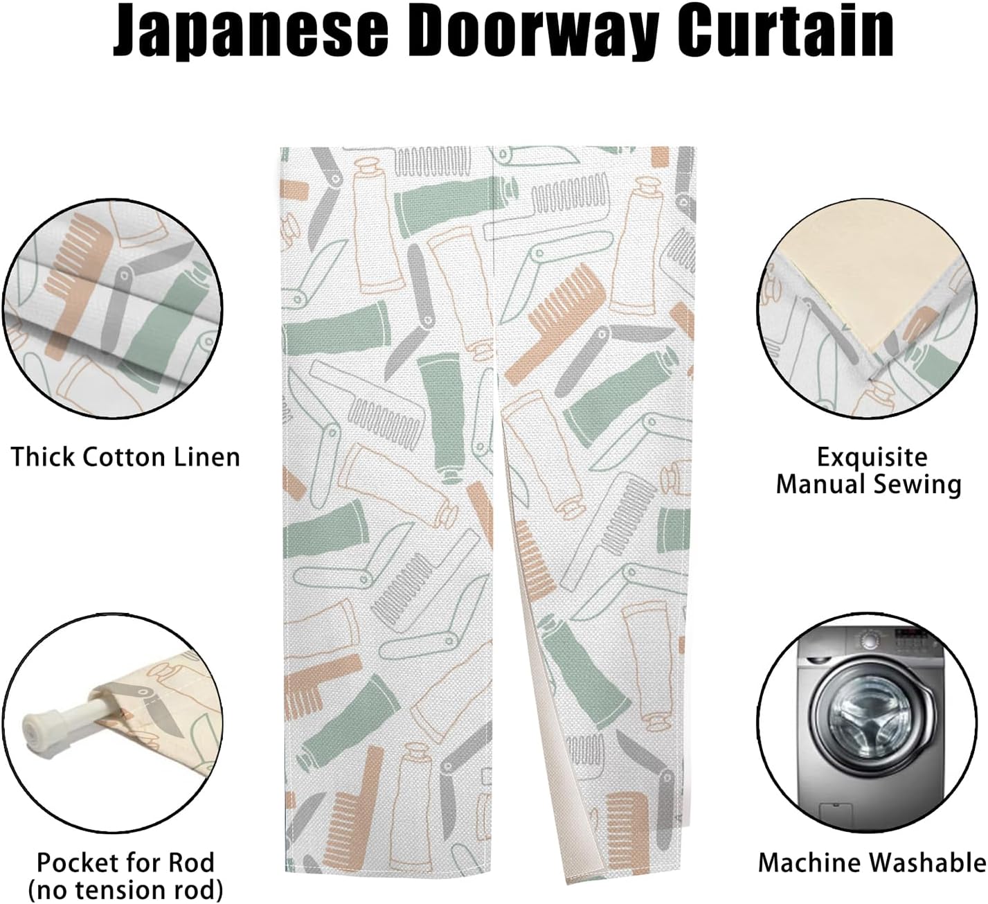 Leowefowa Long Noren Door Curtain 283 x 472 Inches