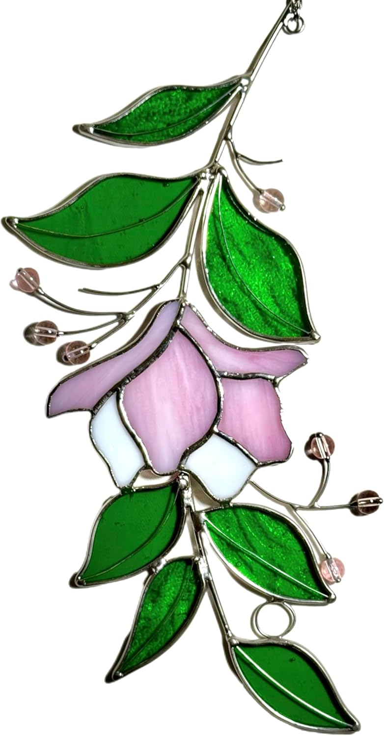 Handmade Rose Stained Glass Suncatcher Decor