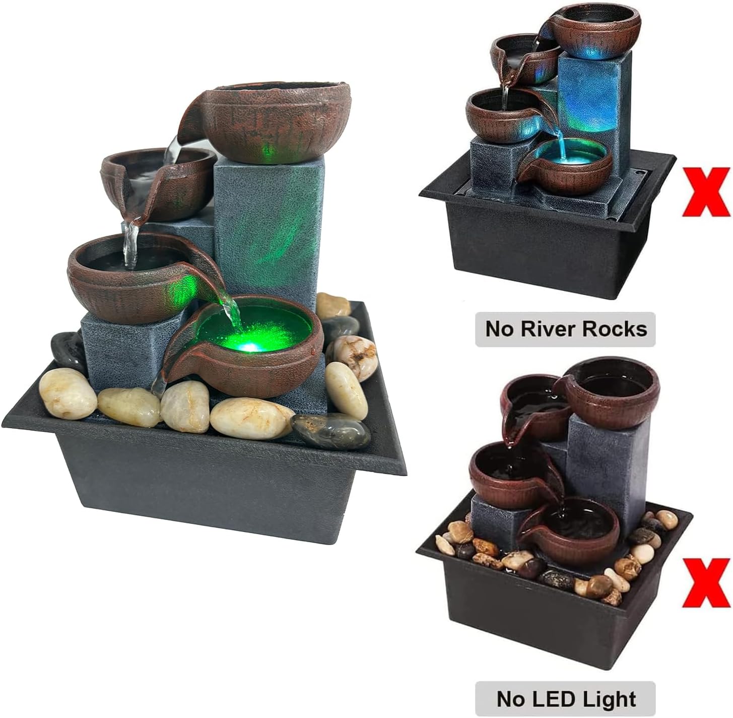 Small Tabletop Waterfall Fountain with LED Light