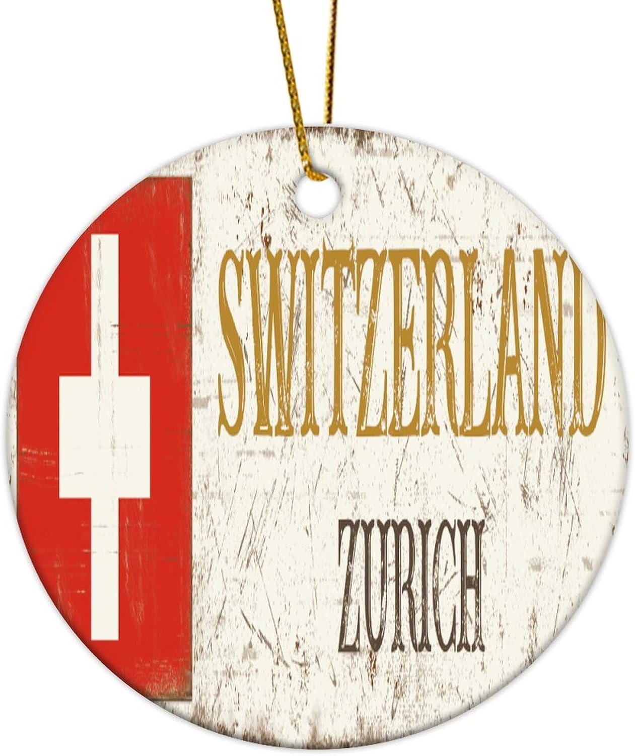 Switzerland Zurich Ceramic Christmas Ornament 3 Inch