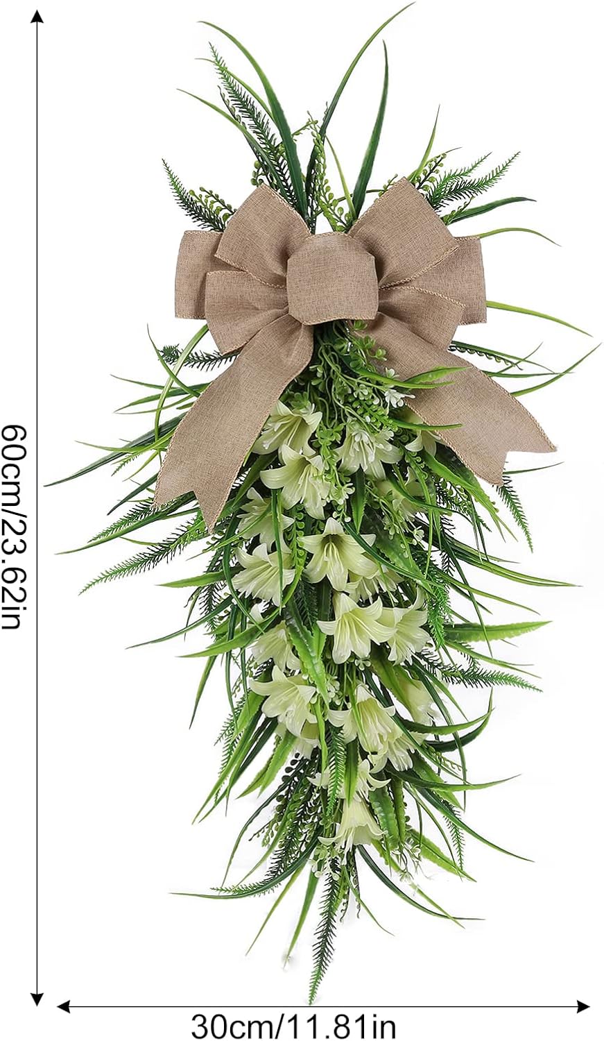 Lily Teardrop Wreath for Front Door 236 Inch
