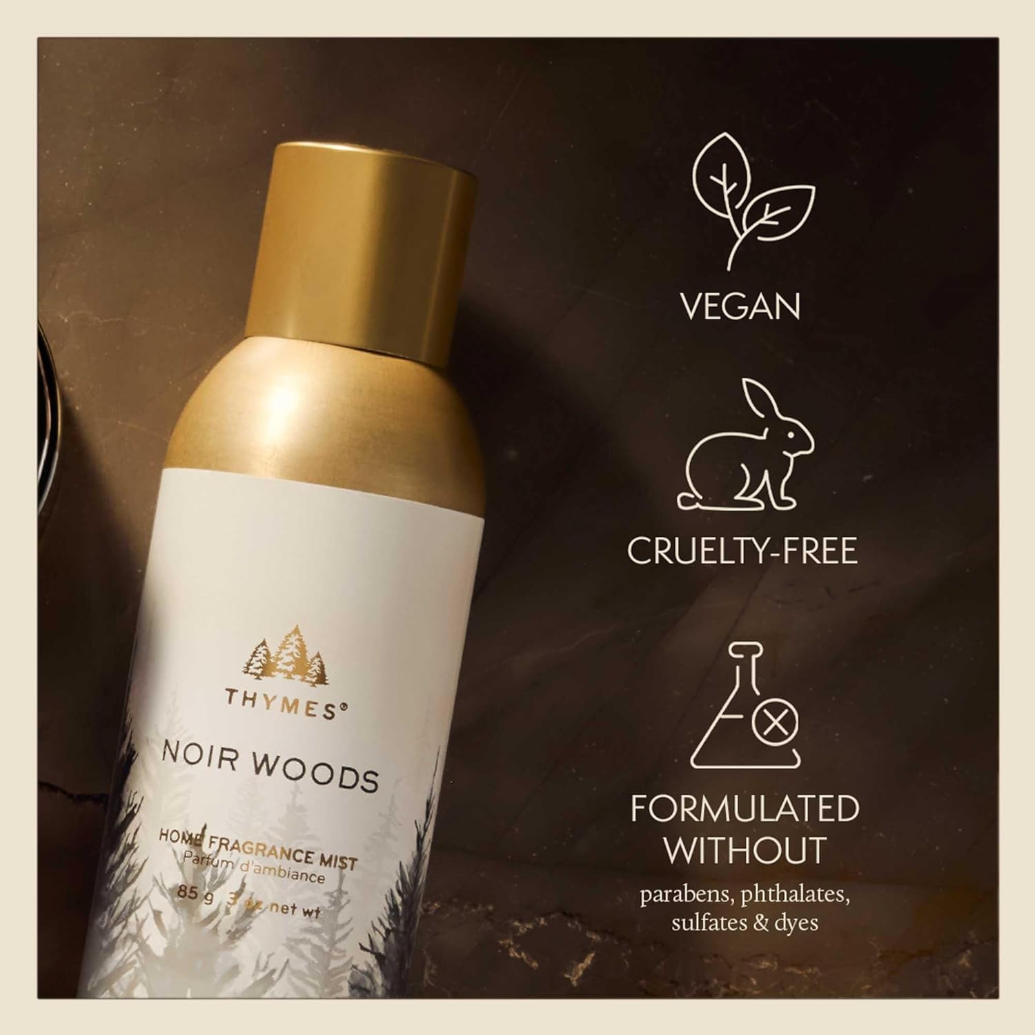 Thymes Home Fragrance Mist 3 oz Noir Woods