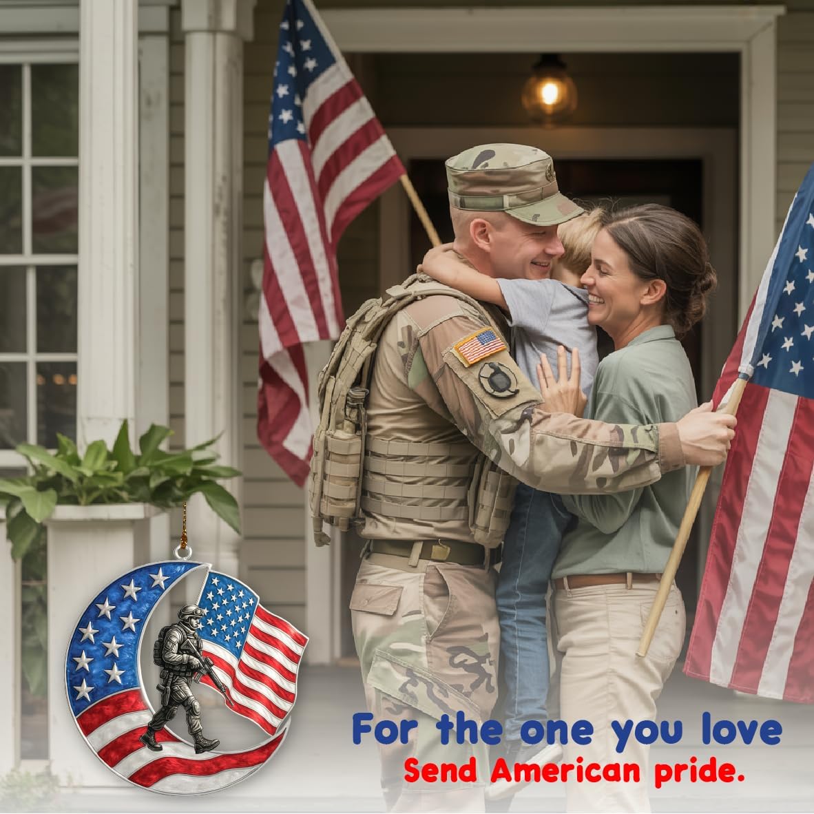 Patriotic Soldier Moon Acrylic Ornament 4-Inch