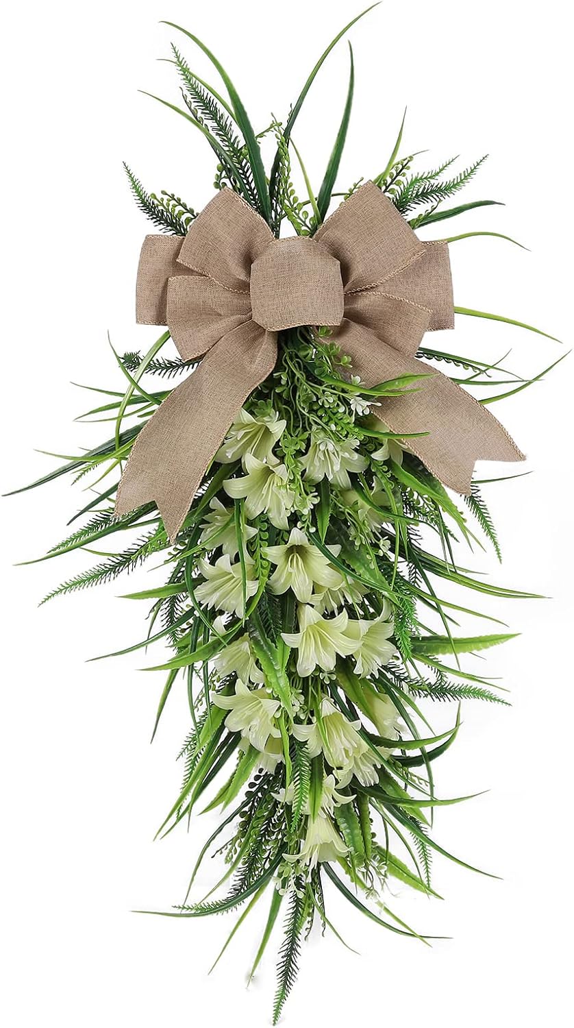 Lily Teardrop Wreath for Front Door 236 Inch
