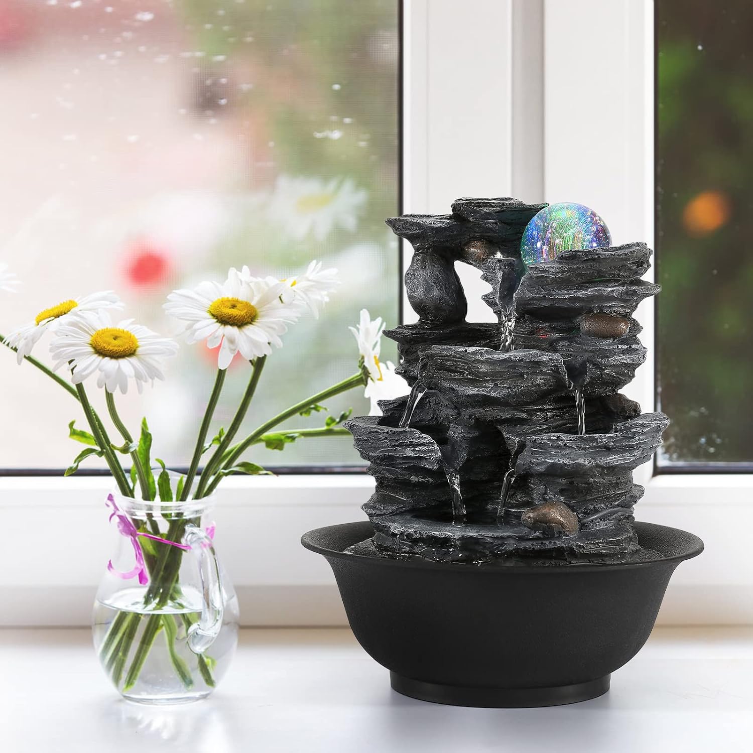 Dyna-Living Tabletop Water Fountain with LED Light