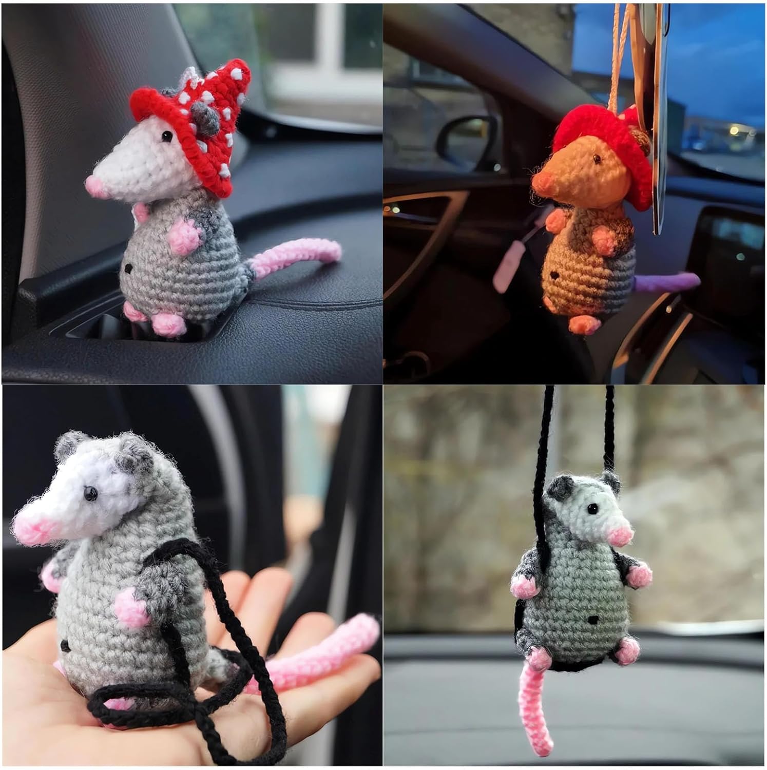 Possum Car Charm Cute Handmade Knitted Car Pendant