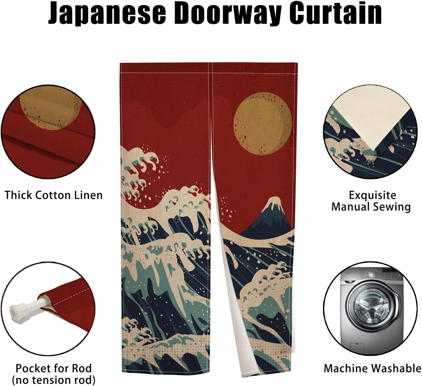Noren Japanese Door Curtain with Sun Print