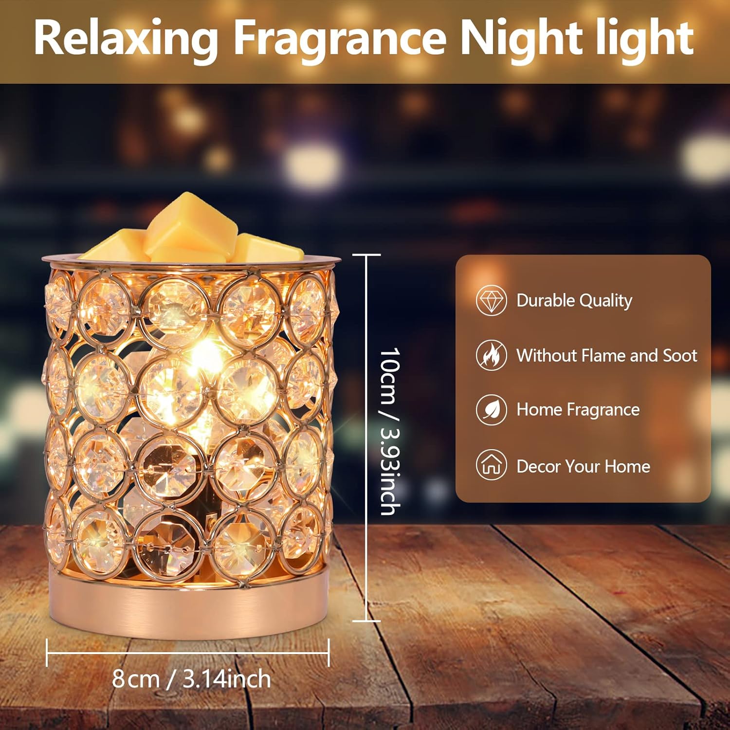 Crystal Wax Melt Warmer with Night Light