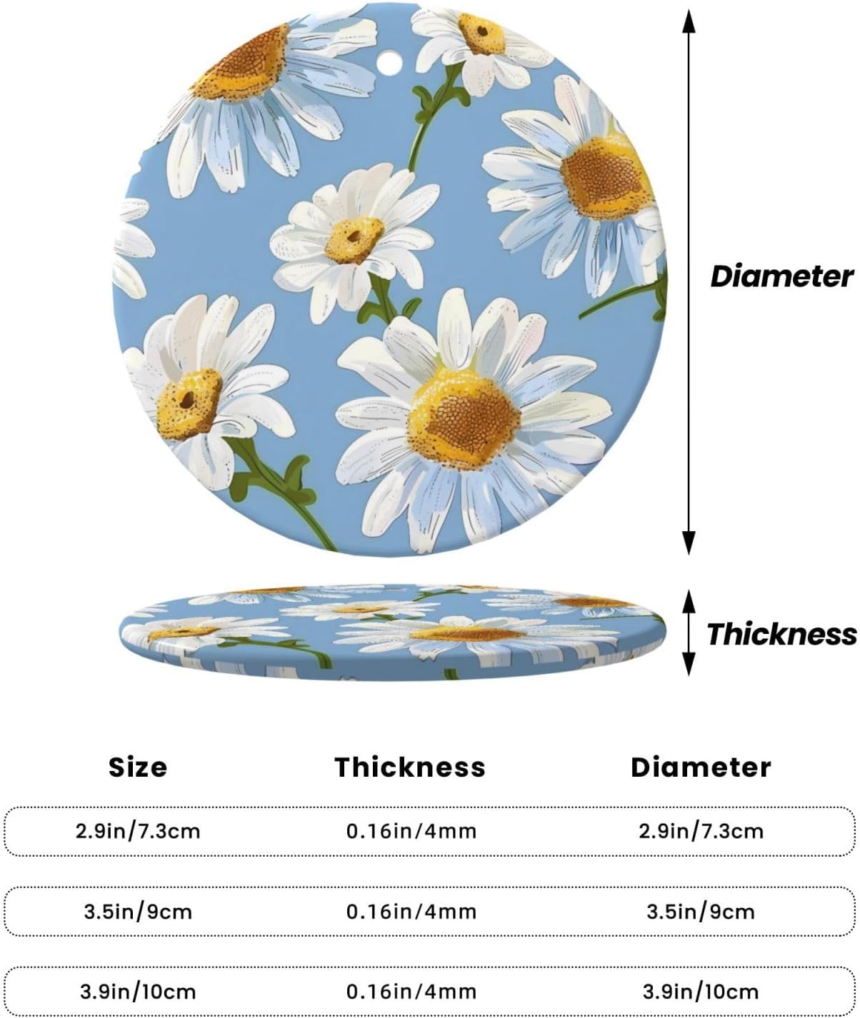 Christmas Daisy Flower Ceramic Hanging Ornaments Decor