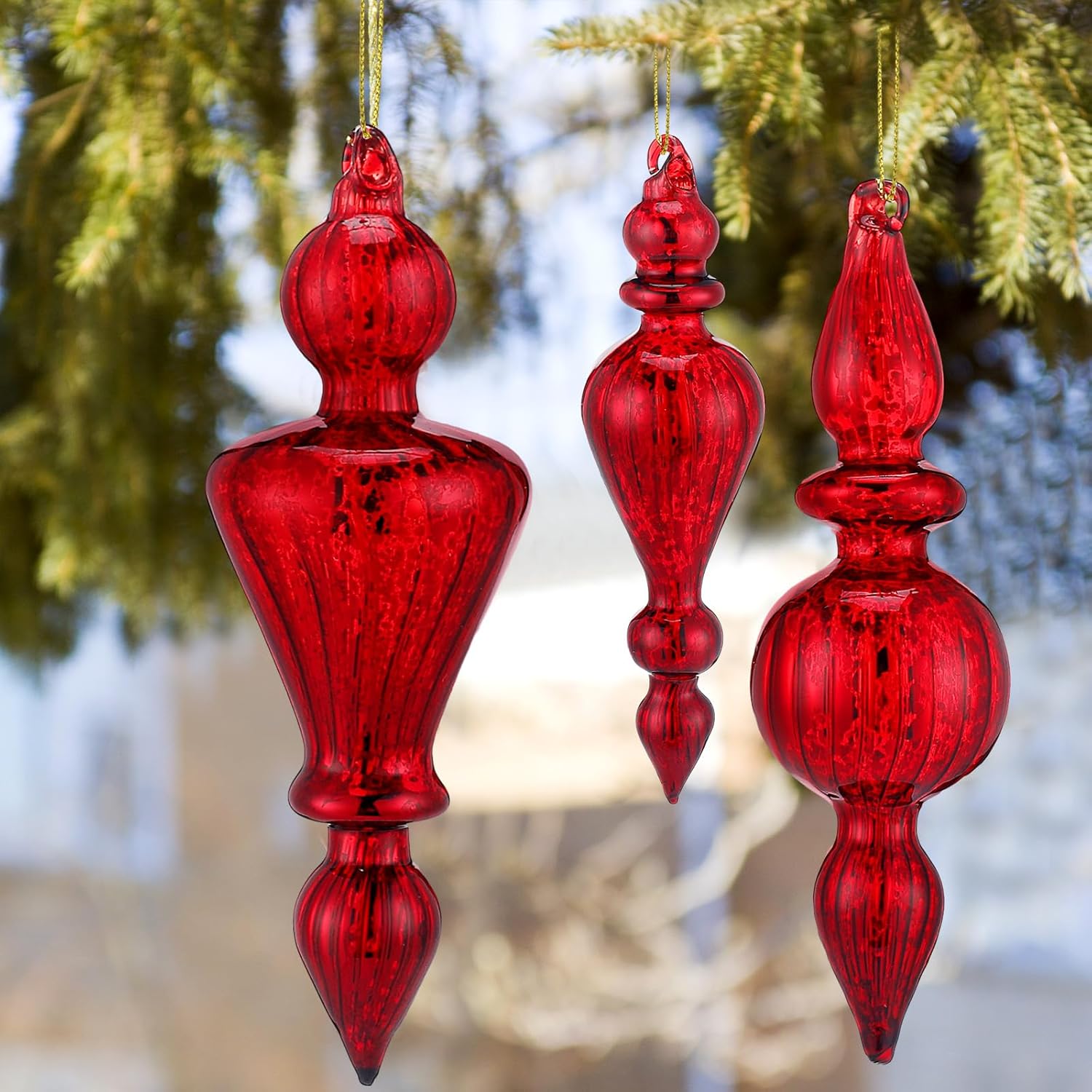 Mifoci 8 Pcs 6 Inch Mercury Glass Finials Christmas Ornaments