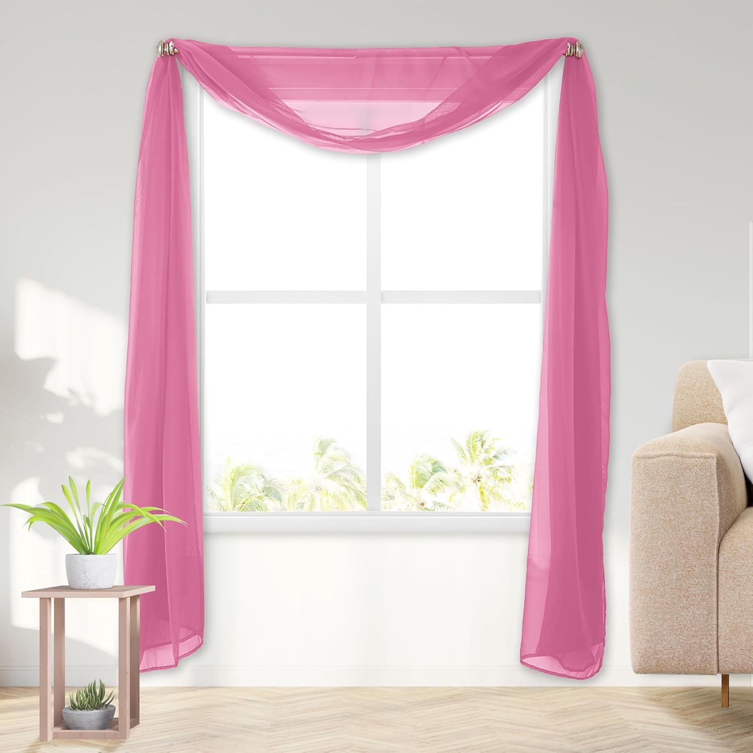 Elegant Comfort Dusty Rose Sheer Curtain Panel - 55 x 216 Long