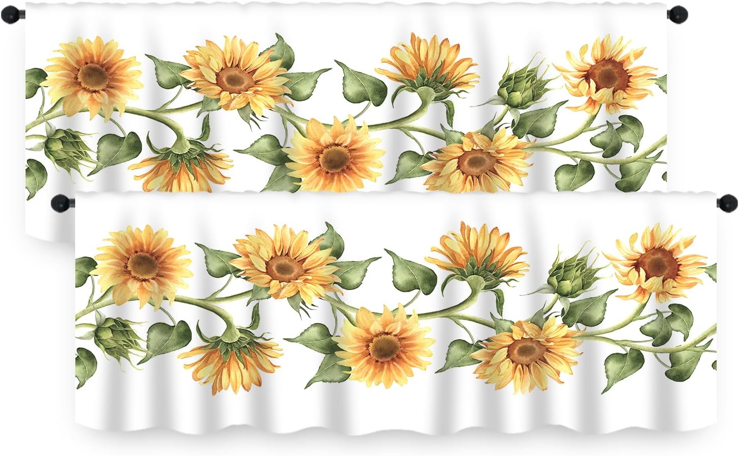 IFFVGX25 Sunflower Kitchen Curtains Valance Tiers Set