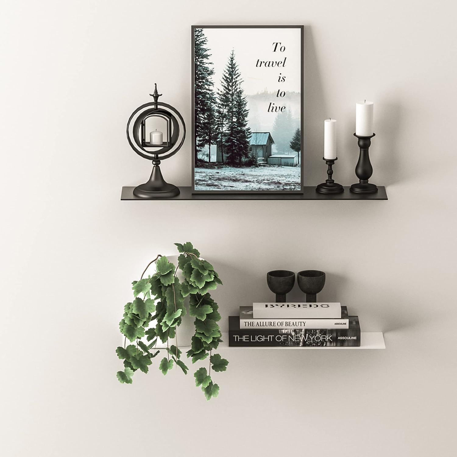 Modern Floating Shelf Wall Mounted Heavy Duty 16 Inch White 2 Pack