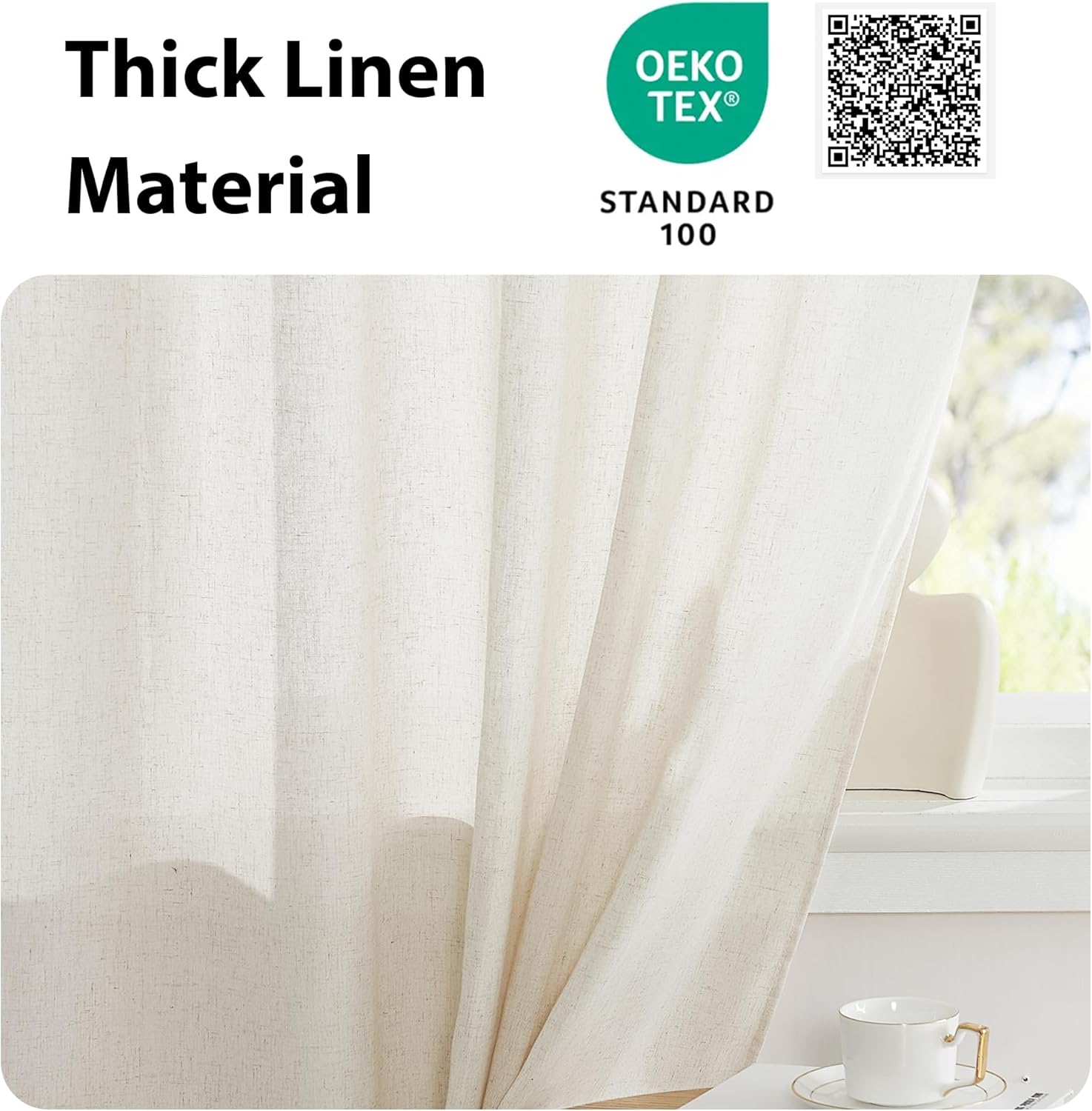 NICETOWN Natural Door Curtain for French Doors