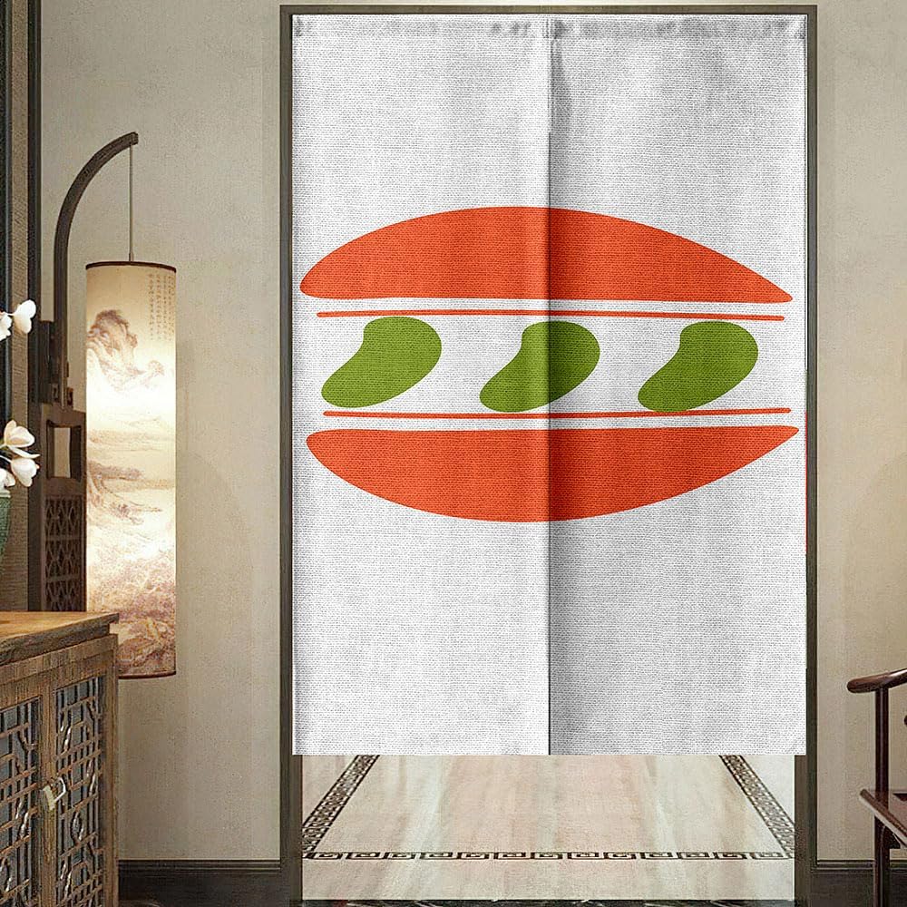 Chickwin Japanese Door Curtain Modern Noren Panel Orange Green