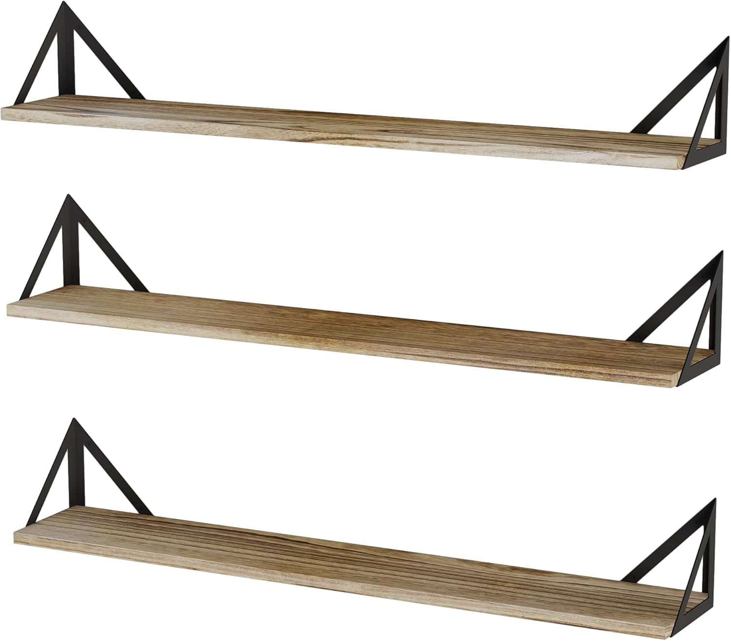 Wallniture Minori Floating Bookshelf Set of 3 Natural Burned