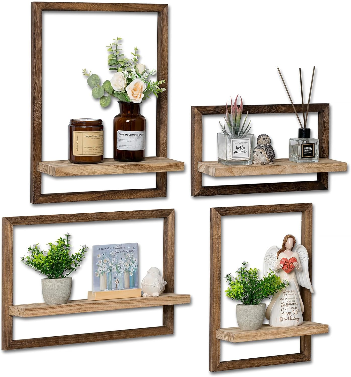 Walasis Rustic Floating Wall Shelves Set of 4