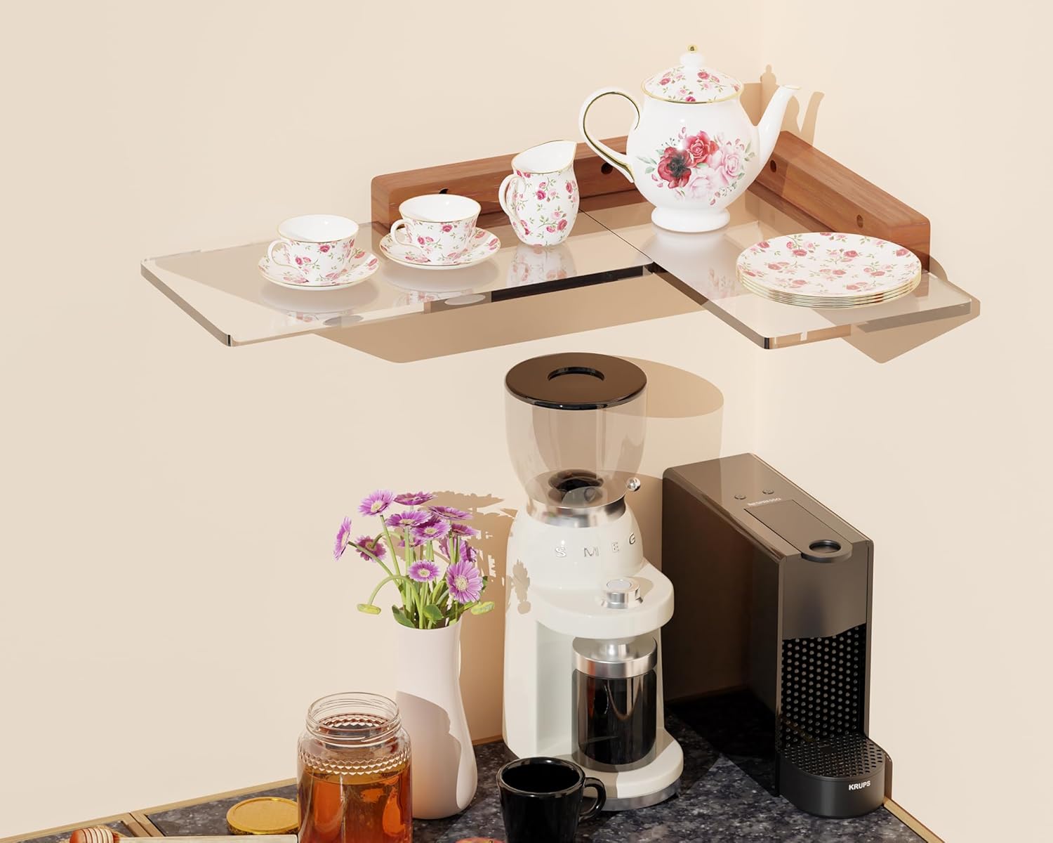 Solid Wood Acrylic Floating Shelves for Home Decor
