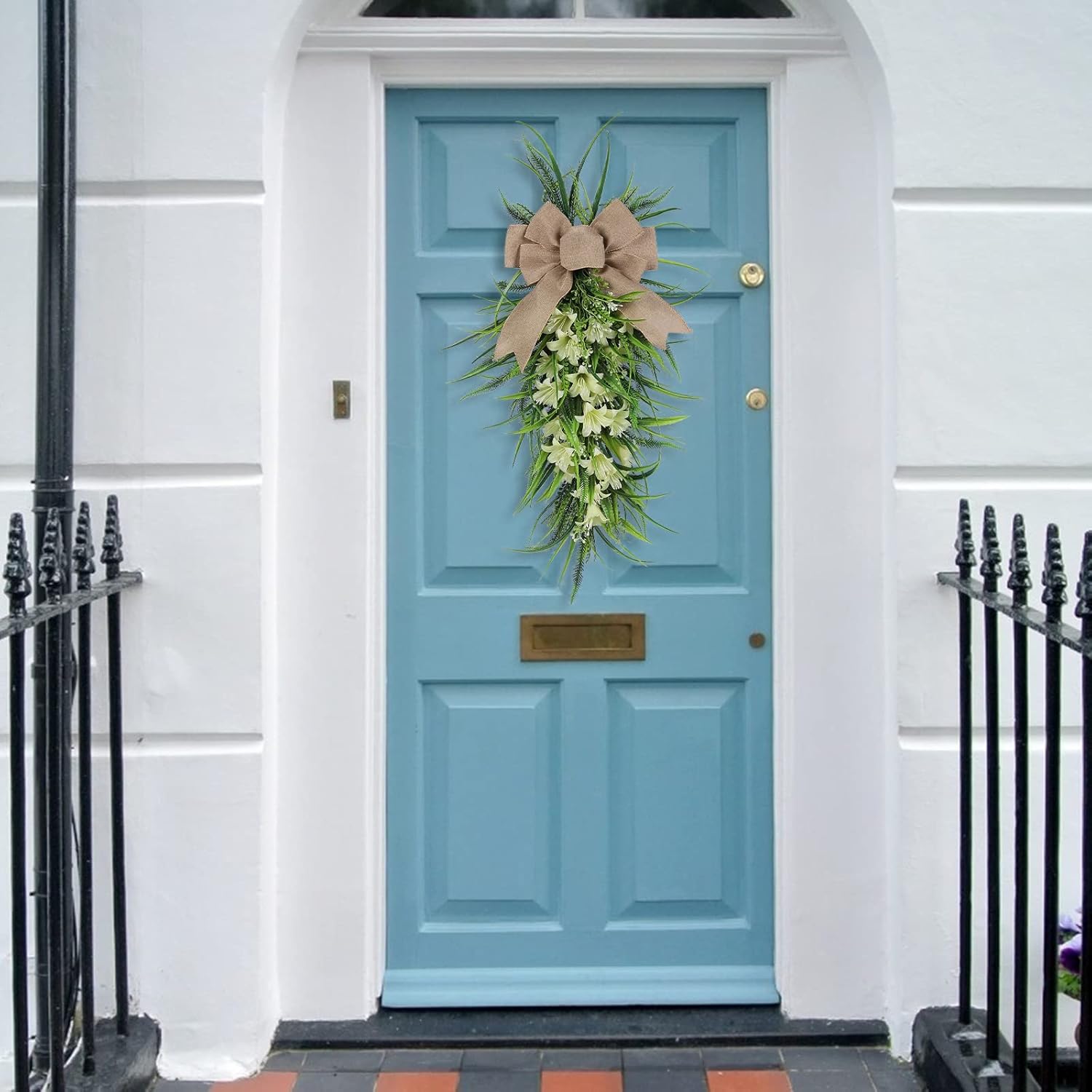 Lily Teardrop Wreath for Front Door 236 Inch