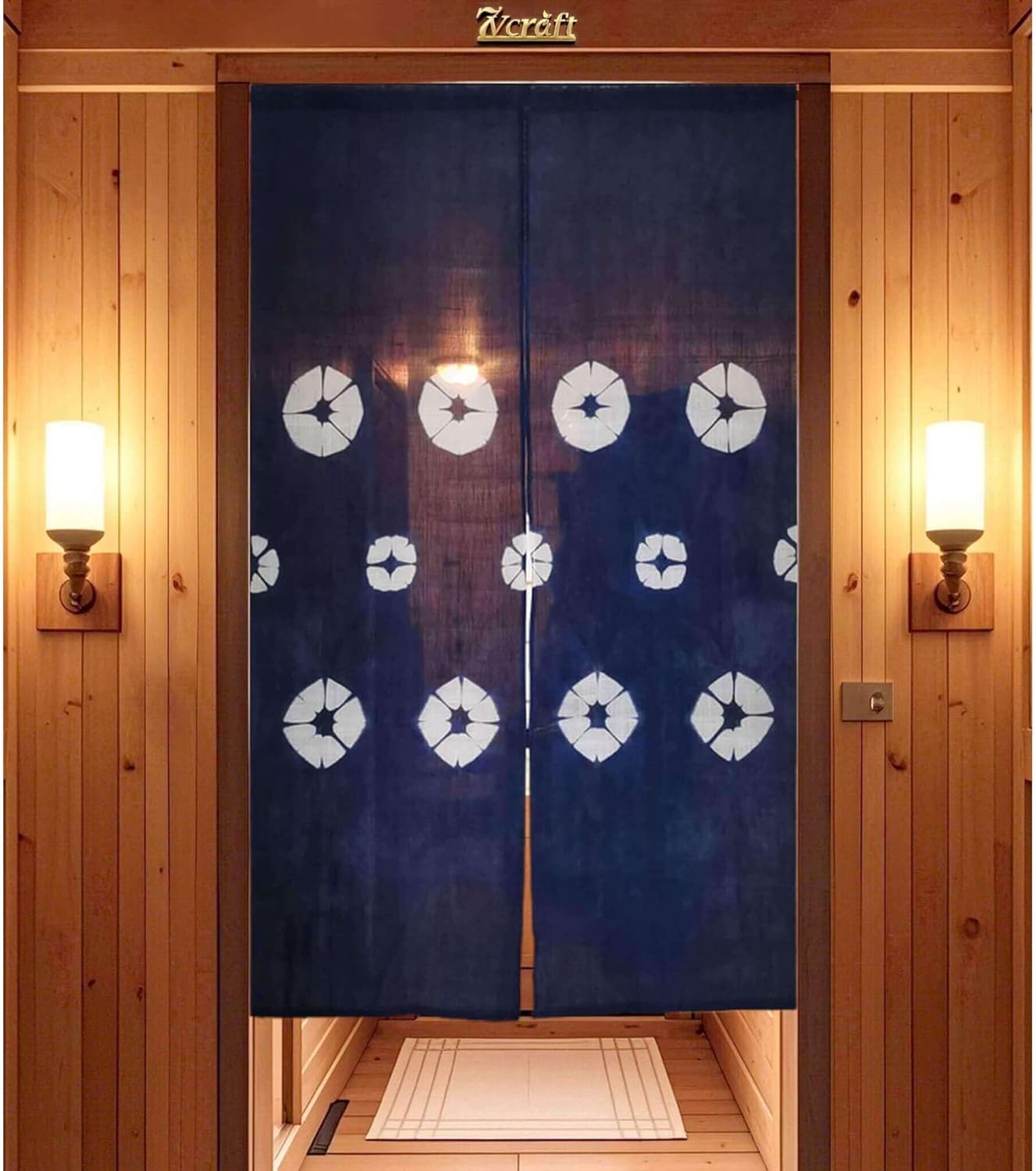 Hand-Dyed Japanese Door Curtain Shibori Noren Panel 335x59in
