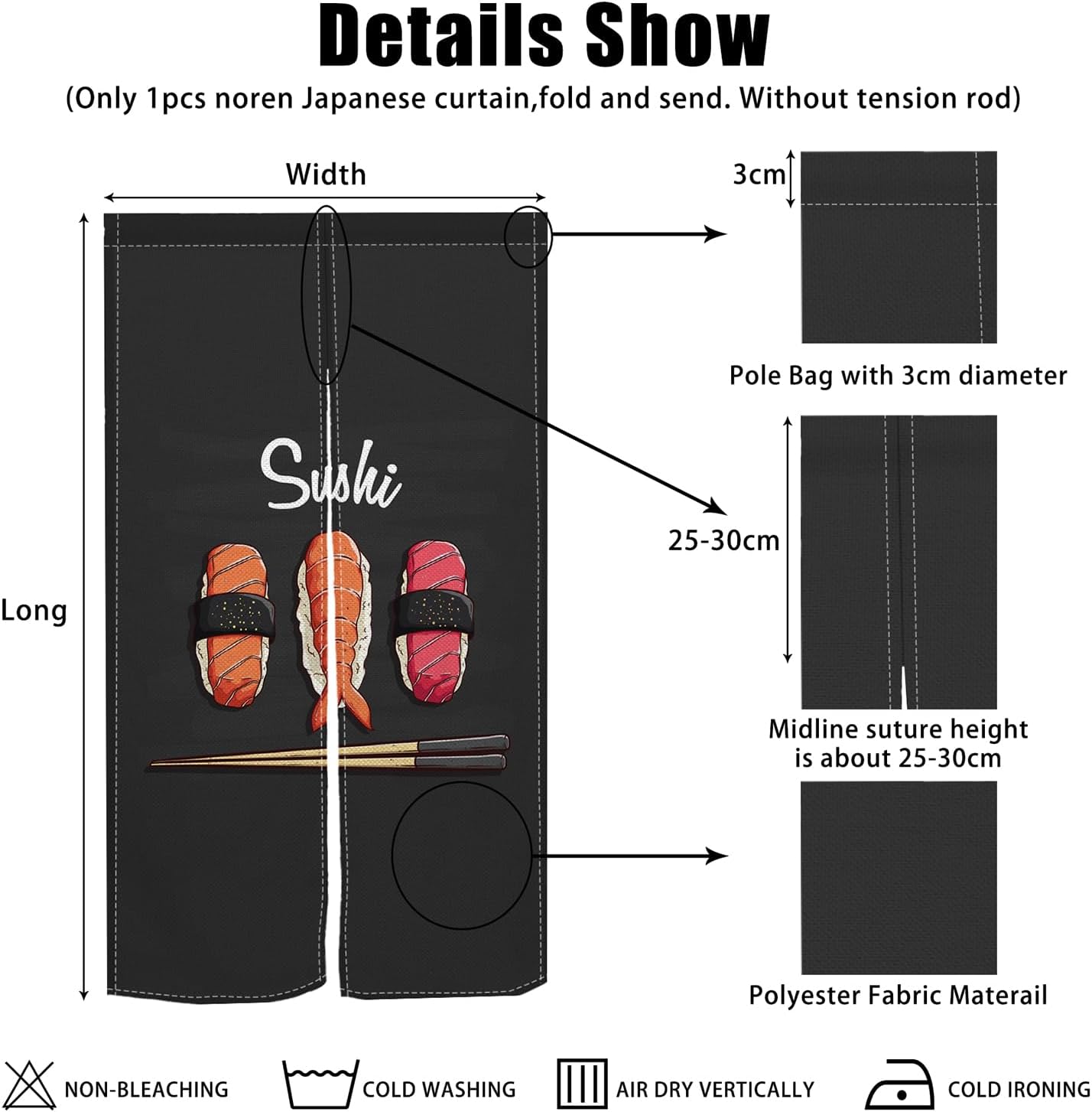 Traditional Japanese Noren Door Curtain Cotton Linen 335 x 709 Inches