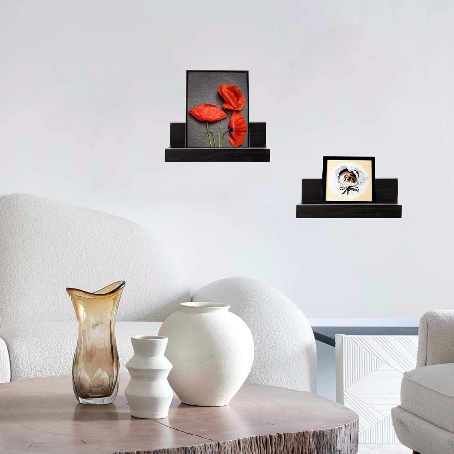 Z Metnal Small Floating Shelves 8x55 Inch 2 Pcs Black