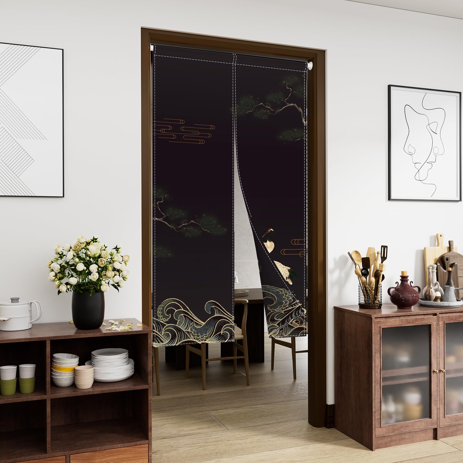 Leowefowa Traditional Japanese Noren Double Sided Curtain 283 x 472