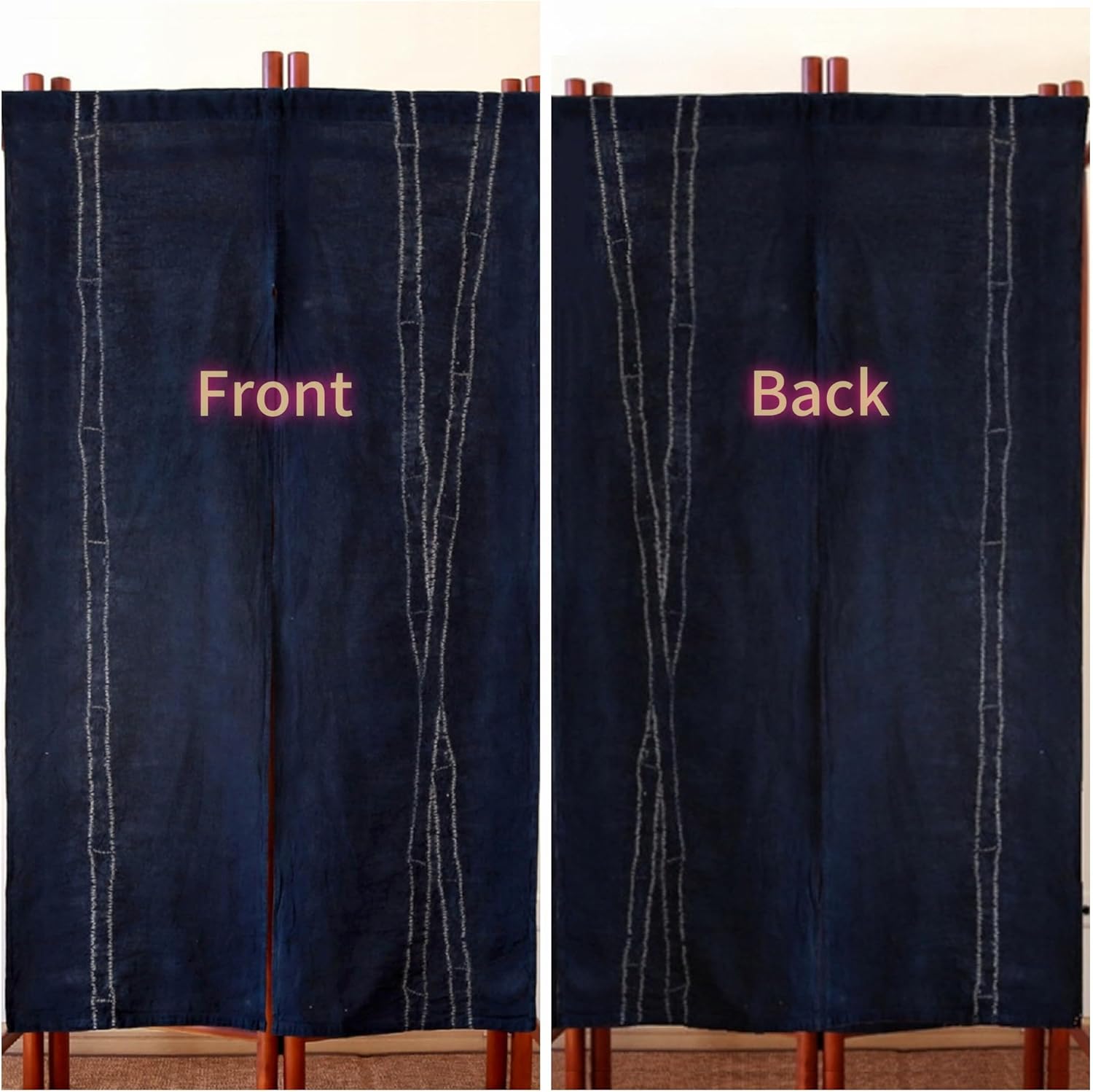 Handmade Japanese Shibori Noren Curtain 335x65in Bamboo