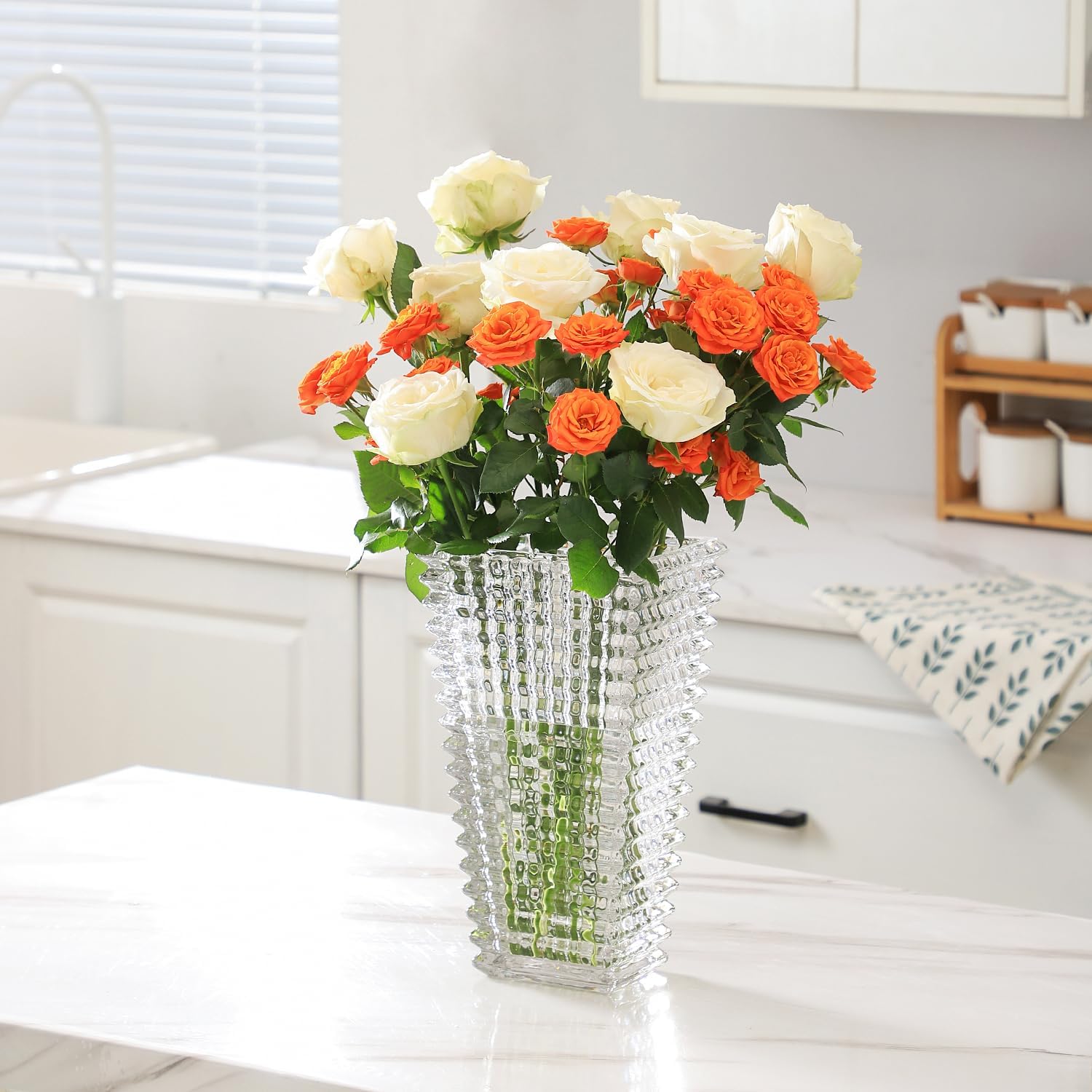 Crystal Glass Vase 11 Inches for Flowers