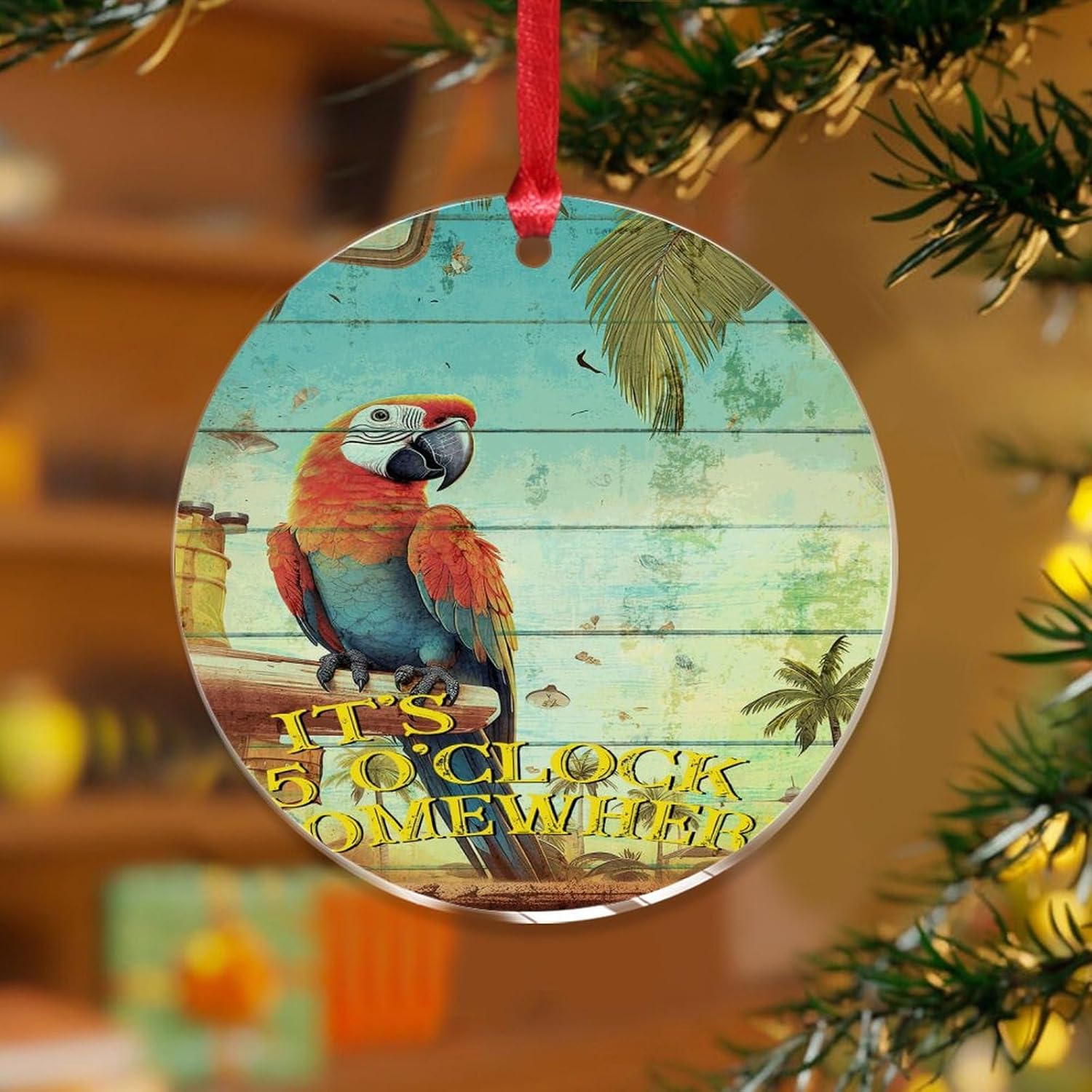 3 Inch Acrylic Christmas Ornaments 2024 Flamingo Decorative Hanging Baubles