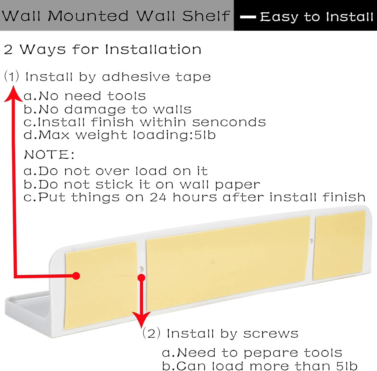 JDYOOMI Wall Mounted Floating Shelf 2Pcs Set
